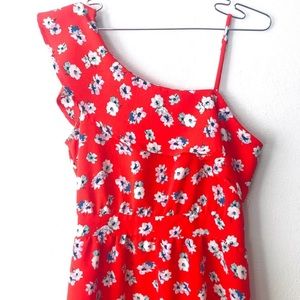 🆕 Xhilaration one shoulder red floral print dress